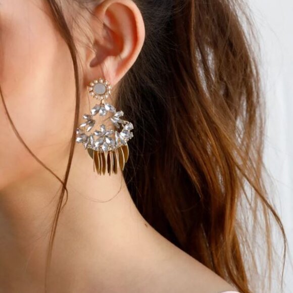 🎉NWT🎉Lulus Candela Gold and Pink Rhinestone Earrings - Picture 1 of 4